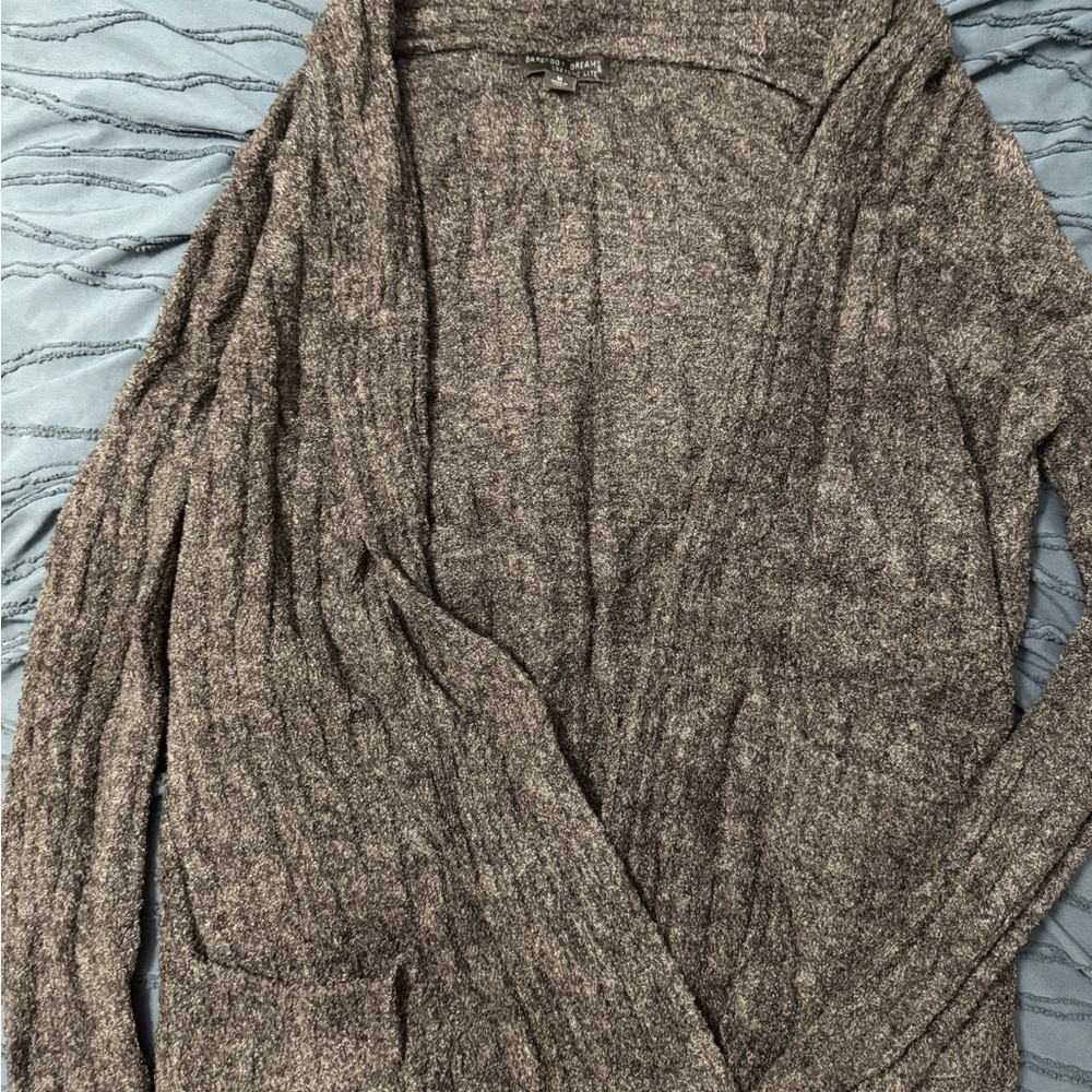 Barefoot Dreams Brown Cable Knit Cardigan Sweater